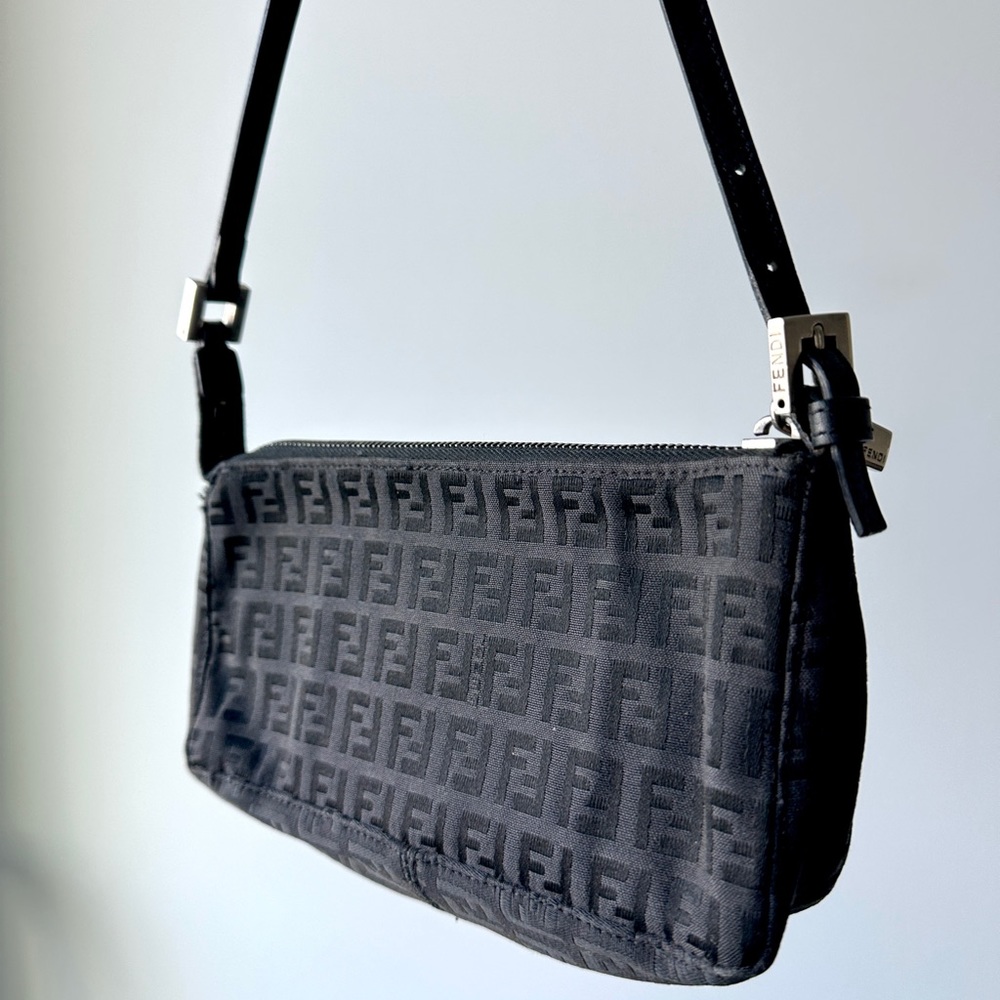 SOLD Fendi Zucchino Pochette Black with Silver